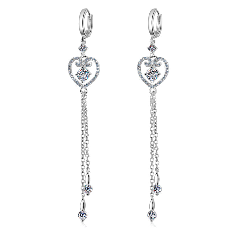 Heart Tassel Moissanite Drop Earrings (1.0 ct.tw.)